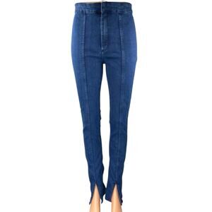 Zara Women's Blue High Waisted Split Hem Skinny Leg Denim Jeans Pants Size 6